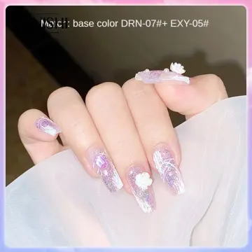 Snowflake gel ! Fun gel (Jelly Gel Nail Polish Set Clear Glitter Pink