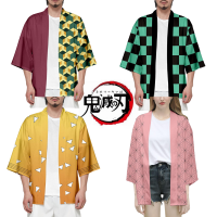 Demon Slayer ชุดแฟนซีเสื้อคลุมมายากล Kimetsu ไม่มี Yaiba ชุดคอสเพลย์ผู้หญิง Kamado Tanjiro Kimono เสื้อเสื้อโค้ทสำหรับบุรุษและสตรี