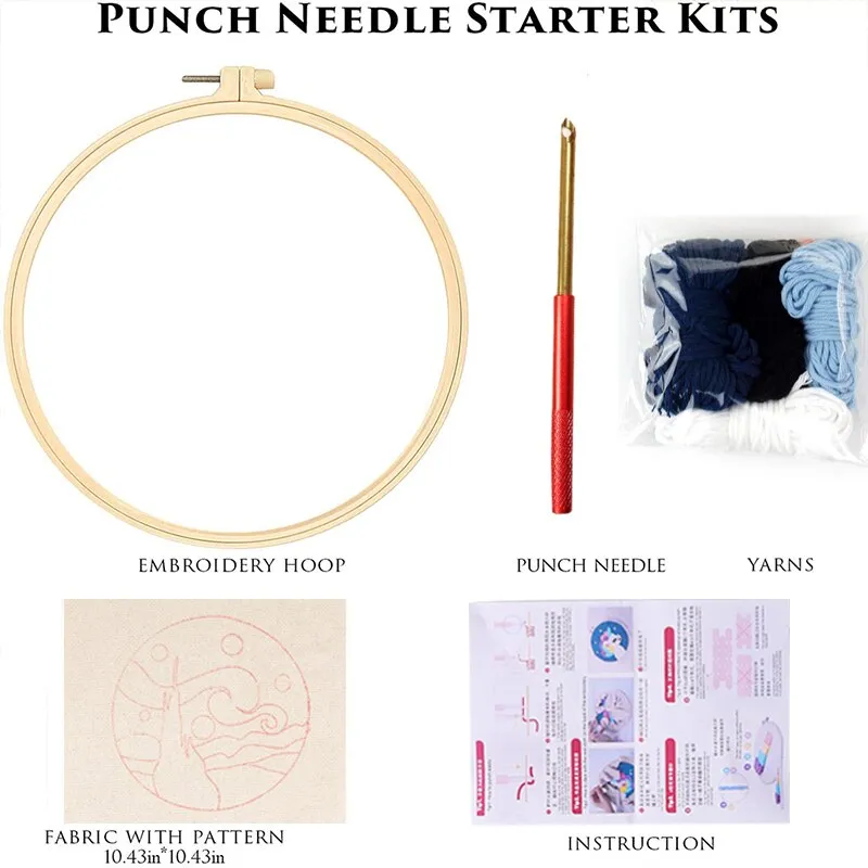 GATYZTORY Punch Needle Starter Kit Flowers Hooking Beginner Set