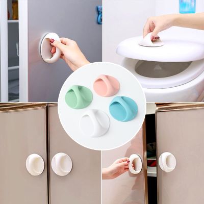 【LZ】❐  1/5pc Punch-free Seamless Door Handle Round Sticky Handle for Cupboards Window Drawers Wardrobe Handles Balcony Glass Sliding
