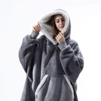 Oversized Hoodie Blanket With Sleeves Sweatshirt Plaid Winter Fleece Hoody Women Pocket Female Sherpa Giant Hooded Oversize Hood