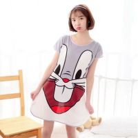 ชุดนอน Pajamas women summer short-sleeved cotton casual nightdress cartoon cute thin sleepwear