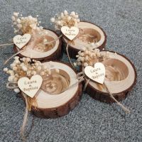 10pcs Wooden Tealight Candle Holder, Wedding Favors Candle Holders, Rustic Wedding Favor Tag Heart Tag Thank You Tag,