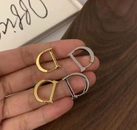 goodgift_station-D Hoop 925 sterling silver earrings ต่างหูเงินแท้ แบบล็อค รูปตัว D