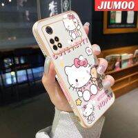 เคส JIUMOO สำหรับ Xiaomi Poco X4 Pro 5G Poco M4 POCO Pro F4 Redmi K50 Pro K40s การ์ตูนน่ารักคิตตี้ขอบด้านข้างดีไซน์ใหม่สี่เหลี่ยมเคสมือถือชุบแบบบางเคสฝาปิดเลนส์เต็มกล้องปกป้องนุ่มกันกระแทก