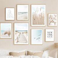 Nordic Ocean Conch ปลาดาว Seagull Shell Reed Wall Art ภาพวาดผ้าใบสำหรับตกแต่งห้องนั่งเล่น