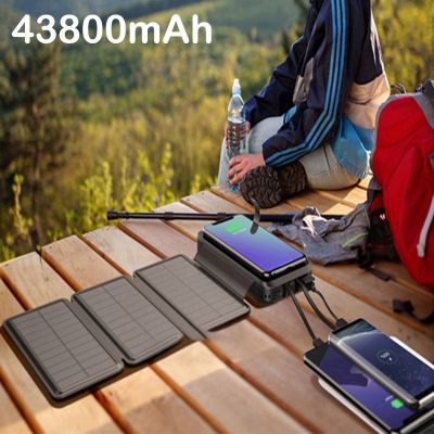Fast Qi Wireless Charger Solar Power Bank 43800mAh PD 20W Fast Charging Powerbank for iPhone 13 12 Samsung S21 Xiaomi Poverbank ( HOT SELL) tzbkx996