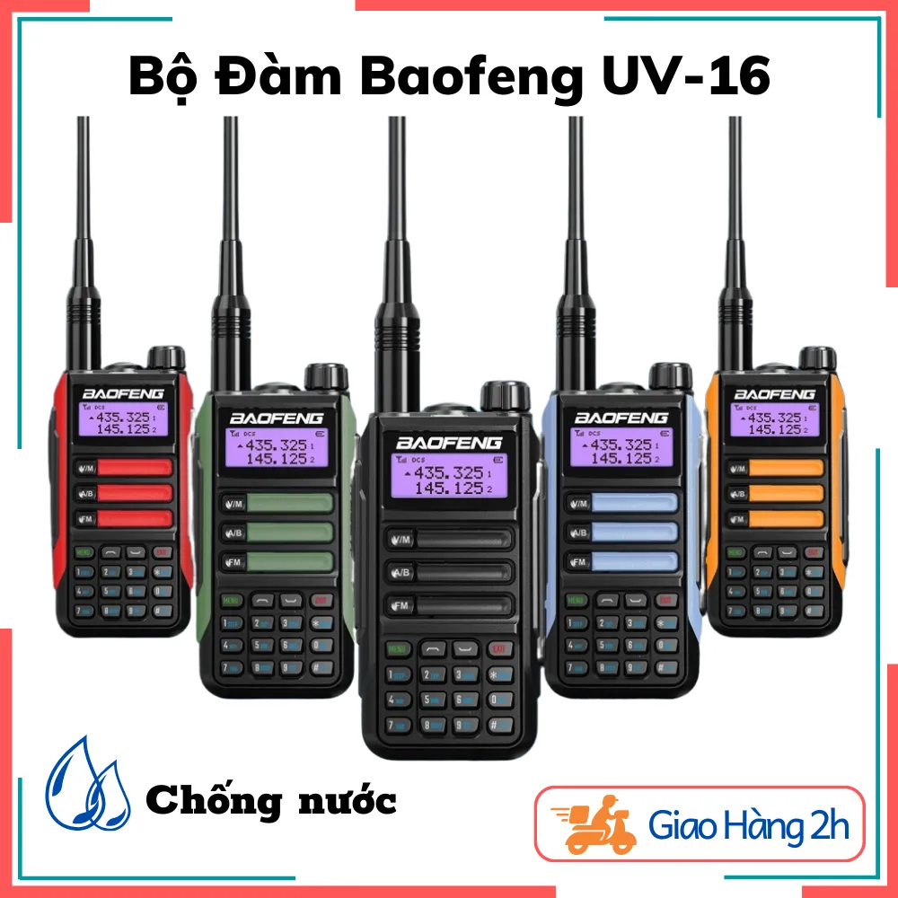 Bộ Đàm Baofeng CB Ham Radio UV-16 Max IP68 Chống Nước UV 16 PRO VHF / UHF  Băng Tần Kép 50 KM - Bảo Hành 12 Tháng 