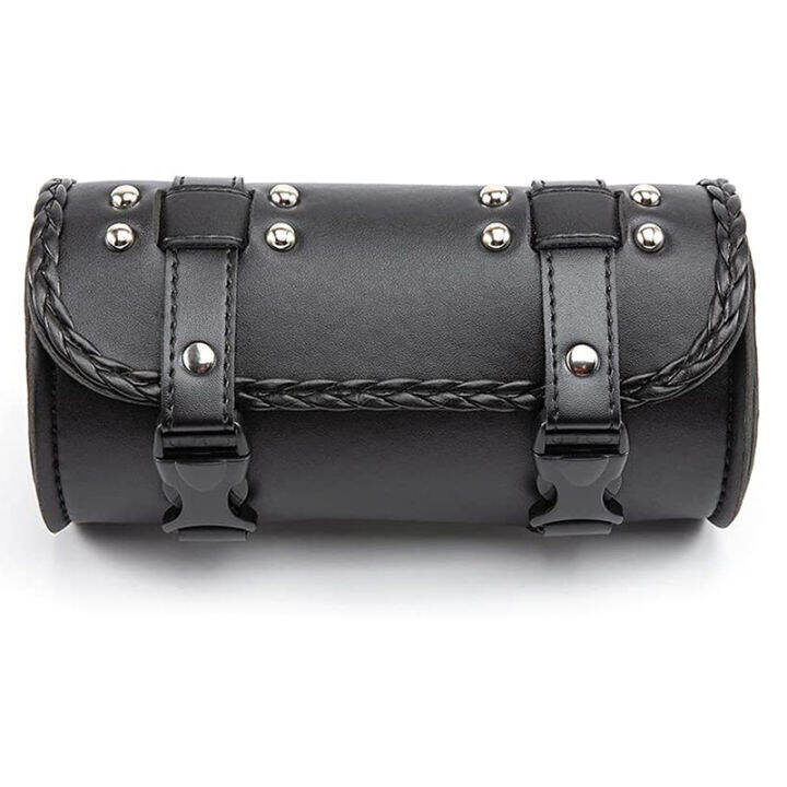 motorcycle-fork-bag-pu-leather-bicycle-handlebar-tool-pouch-sissy-bar-roll-storage-bag-saddle-bag-universal