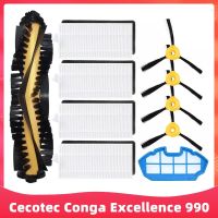 ตัวกรอง Hepa หลักแปรงด้านข้างฝาครอบตัวกรองหลัก Castor Wheel สำหรับ Cecotec Conga Excellence 990หุ่นยนต์เครื่องดูดฝุ่นอะไหล่