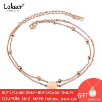 Lokaer New Fashion Double Layer Stainless Steel Heart Charm Anklets For Women Rose Gold Color Leg Bracelet Foot Jewelry A19026