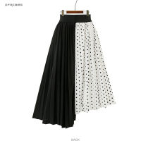 5XL Plus Size Paychwork Chiffon Skirts Womens New Summer Elastic Waist Polka Dot Irregular Beach Long Skirts Femme Saia Midi