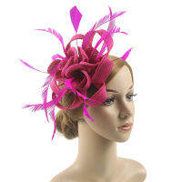 ดอกไม้ Fascinator หมวก,Sinamay Headband พร้อมคลิป,Jockey Club Vintage Feather หมวกค็อกเทล Tea Party อุปกรณ์เสริมผม