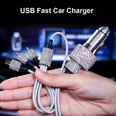 พลอยเทียม USB คู่สำหรับแท็บเล็ตโทรศัพท์มือถือรถ R คริสตัลได้อย่างรวดเร็วเส้นลวดสายข้อมูลในรถ