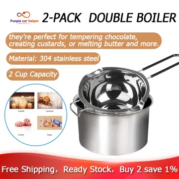 2-pack Stainless Steel Double Boiler, Heat-resistant Handle For