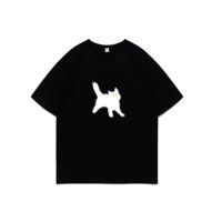 Men Creative Interesting Design T-Shirt Cat Pattern Print Short Sleeve Casual Unisex Clothing Oversized Tees Free Shipping