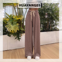 HUAYANG01 [2023 new HOT FASHION] lazlook กางเกงขากว้างทรงหลวมเอวสูงสไตล์เกาหลีกางเกงตรงฮิปฮอปแฟชั่นฤดูร้อนใหม่ลำลอง