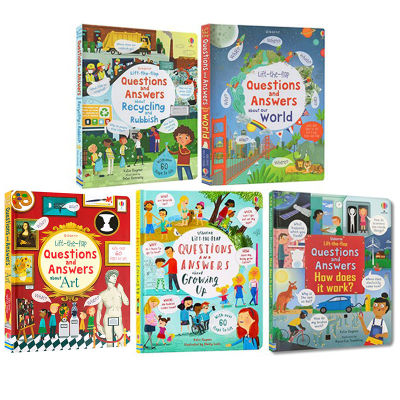 Set 2 English original you ask me and answer series 5 volumes for sale 5-6 years old Usborne LFT the flap questions and answers about you ask me and answer Series Our World Encyclopedia