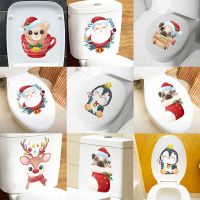 2022 Merry Christmas Cartoon Animals Santa Claus Elk Toilet Sticker Fridge Cabinet Wardrobe Glass Window Wall Sticker