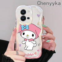 เคส Chenyyka สำหรับ Vivo Y35 5G Y36 5G เคส Y35ลายการ์ตูนน่ารักสีชมพูเมโลดี้เนื้อครีมเคสโทรศัพท์โปร่งใสขอบลอนเหมาะสำหรับเด็กผู้ชายและเด็กผู้หญิงเคสกันกระแทกเคสซิลิโคนอ่อนชัดเจน