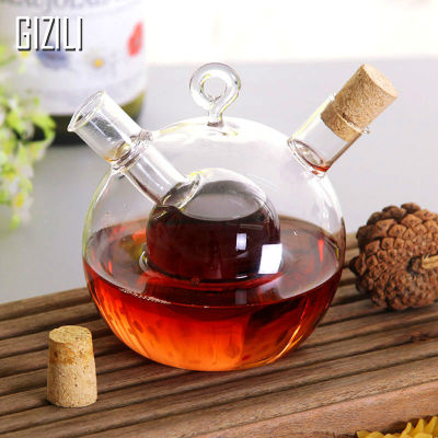 Kitchen Two-in-one Oil Can Sealed Glass Oil Control Pot Double Soy Sauce Bottle Oil Vinegar Bottle Sealed Condiment Bottle Olive