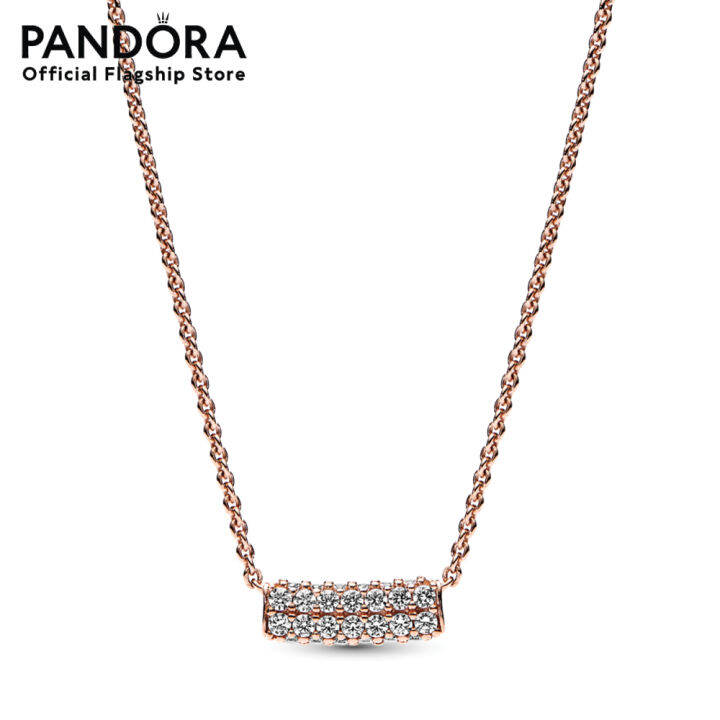 14k Rose gold-plated necklace with clear cubic zirconia