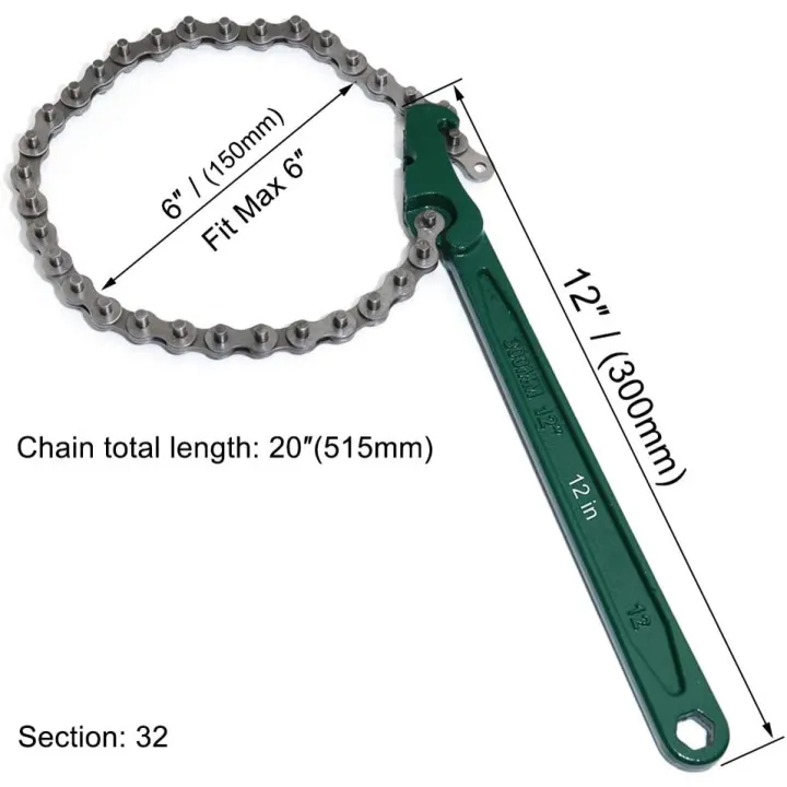 9 Inch Heavy Duty Ratcheting Chain Wrench Reversible Oil Filter Tool ...