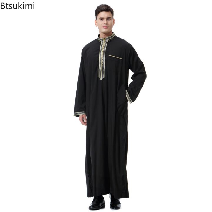 เสื้อคอกลมแขนยาวสำหรับผู้ชายมุสลิมเสื้อผ้าอิสลาม-abaya-อาหรับดูไบคาฟตันเสื้อผ้าอธิษฐานเสื้อผ้าผู้ชาย