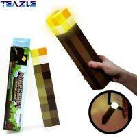 TEAZLE 11.5นิ้ว USB อุปกรณ์พวงกุญแจชาร์จไฟได้ของตกแต่งบ้านหลอดไฟ LED Minecraf-T ไฟกลางคืนคบเพลิงบราวน์สโตน