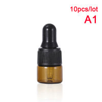 【Flash Sale】 ขวดและอุปกรณ์สำหรับบรรจุ 10X 1ml/2ml/3ml/5ml Empty Amber Glass Dropper Bottle Essential Oil Travel Bottle