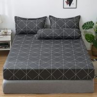 Geometric Striped Bed Fitted Sheet Mattress Cover Four Corners With Elastic Band 100% Polyester Home Hotel Bed Sheet Pillowcase