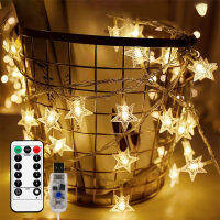 LED Star String Lights with Remote Waterproof USB Operated LED Fairy Snowflakes Lights for Christmas Party Wedding Decoration