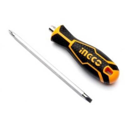 INGCO ไขควงหัวสลับ ปากแบน + ปากแฉก 2 IN 1 รุ่น AKISD0201 ( 2 in 1 Screwdriver Set )  ไขควงสลับ หัวได้ กันไฟ ไขควงยาง