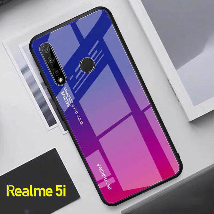 เก็บเงินปลายทางcase-realme-5i-realme-5-5s-เคสเรียวมี5i-เคสกระจกสองสี-เคสกันกระแทก-เคส-realme-5i-ขอบนิ่ม-เคสกระจกไล่สี-สินค้าใหม่