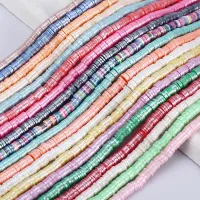 【CW】﹊▤❁  New Color Plating 6mm Flat Round Polymer Clay Beads Chip Disk Loose Spacer Jewelry Making 15