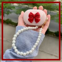 ✒❀ Cute Bow Transparent TPU Case Anti-scratch Protective Cover Pearl Bracelet Protector for Redmi AirDots 3 Earphone Charging Box