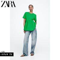 ZARA丨 new womens nine points short skirt type splicing t-shirts 0858036 540