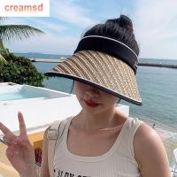 CREAMSD หมวกแฟชั่นสำหรับผู้หญิง,หมวกชายทะเลป้องกันรังสีอัลตราไวโอเลตกระบังแสงหมวกกันแดดหมวกเปล่าหมวกกันแดดหมวกแก๊ปกันแดดหน้าร้อนหมวกบังแดดสำหรับผู้หญิงฤดูร้อนกลางแจ้ง