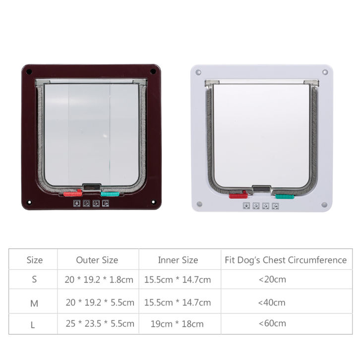 ขนาดกลางสีน้ำตาลประตูแมวpet-entryปลอดภัยferromagnetic-pet-flapประตู4วิธีล็อคโดยอัตโนมัติปิดkittyสุนัขขนาดเล็ก