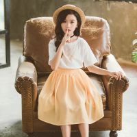 [COD] Childrens for big children 2022 summer new foreign trade girls chiffon short-sleeved two-piece set