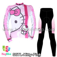 ชุดจักรยานแขนยาว Hello Kitty สีชมพู