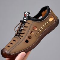 2023 Summer Mens Casual Sandals Fashion Hollow Out Breathable Shoes Flat Business Soft Bottom Sneakers Sandalias Hombre