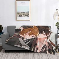 Zhongli And Tartaglia Diluc Genshin Impact Blanket Fleece Spring/Autumn Anime Cute Plaid Manga Soft Throw Blanket Home Travel