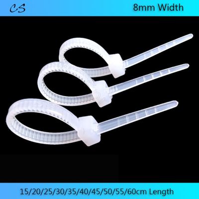 10pcs White Nylon Strap Cable Ties 15/20/25/30/35/40/45/50/55/60cm Length 8mm Width Self-locking Plastic Nylon Tie Wire