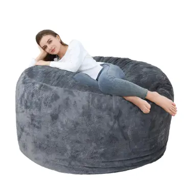 OTAUTAU 5ft Giant Fluffy Bunny Fur Beanbag Pouf Cover Without