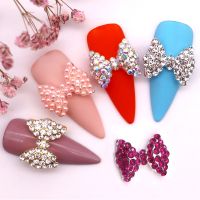 【CW】 10pcs/bag Metal Manicure Decoration Bow Tie Inlaid Rhinestone Accessories