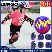 Ceisn 7pcs/set Kids Children Protective Gear with Adjustable Helmet Knee Pads Elbow Pads Wrist Pads for Bicycle Roller Skates