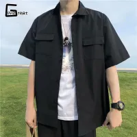 [LIVE GREAT Summer solid color short-sleeved shirt male loose Japanese tooling five-point sleeve shirt Hong Kong style white trend half-sleeved shirt,Mr.Begins Summer solid color short-sleeved shirt male loose Japanese tooling five-point sleeve shirt Hong Kong style white trend half-sleeved shirt,]