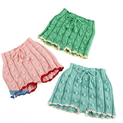 Lovely Knitting Skirt Shorts Handmade Wool Ball Candy Color Autumn Spring Baby Girls Shorts Kids Knitting PP Shorts