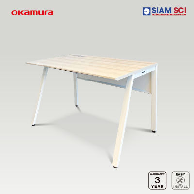 OKAMURA โต๊ะทำงาน รุ่น VD-A Desk 1 สีไลค์โอ๊ค ขาขาว  โต๊ะทำงานภายในบ้าน, โต๊ะทำงานไม้ โต๊ะขาเหล็ก by สยามสตีลอินเตอร์เนชั่นแนล Siamsteel